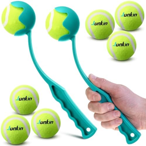 Junkin 2 Pcs 12.6-inch Dog Ball Launcher with 6 Pcs 2.5-inch Tennis Balls Pet Dog Thrower Fetch Toy for Dogs 20-60 lb Outdoor Training Park Backyard Beach by Junkin