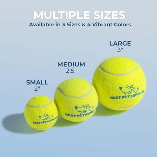 Best Pet Supplies Interactive Squeaky Dog Chew Toy, Ideal Dog Toys for Chewers, Small, Medium & Large Dogs, and Fetch Lovers - Tennis (Yellow), Large (Pack of 4) - Image 6