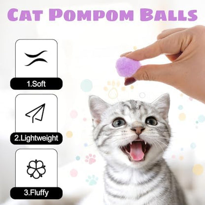 2Pcs Cat Ball Launchers with 100Pcs Pom Pom Balls Cat Interactive Soft Ball Toy Interactive Pet Toys Launcher for Cats Indoor Play - Image 6