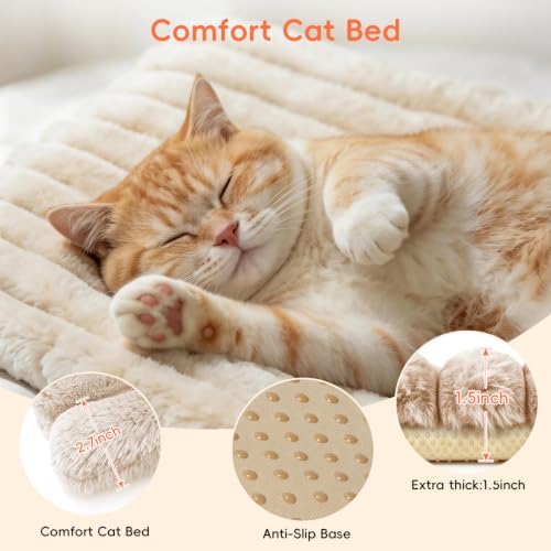 Cat Bed Mat for Indoor Cats, Self Warming Plush Cat Bed, 23.6"x15.7" White - Image 2