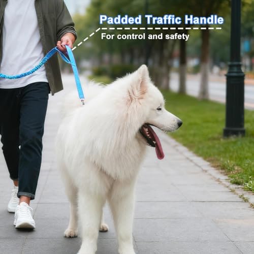 5FT Bungee Dog Leash with 2 Handles, Reflective Nylon Traffic Leash - Image 3