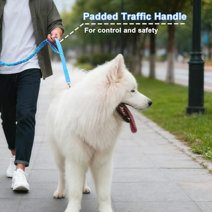 5FT Bungee Dog Leash with 2 Handles, Reflective Nylon Traffic Leash - Image 3