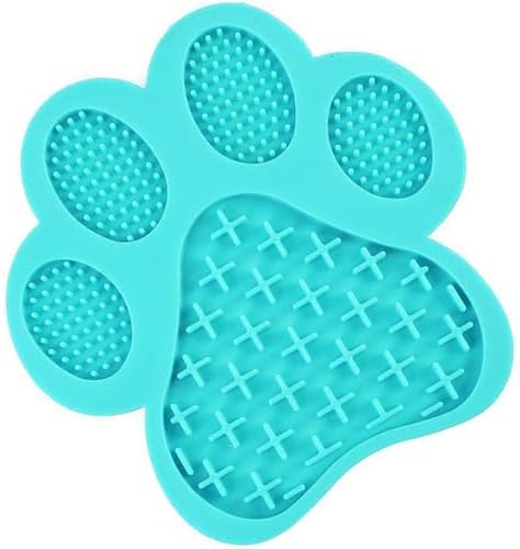 Dog Lick Pad, Dog Feeding Mats Slow Eating Pet Mat with Super Suction for Dogs Licking Peanut Butter, Pet Bathing, Grooming Training (Turquoise) by Mycicy