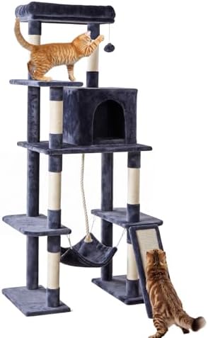 63 Inch Cat Tree Tower with Sisal Scratching Post by Aidoly