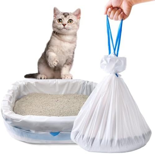 50 Pack Cat Litter Liners Large 37x19" Jumbo Drawstring Litter Bag by Belinlen
