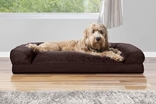 Furhaven Pillow Dog Bed for Large/Medium Dogs w/ Removable Bolsters & Washable Cover - Quilted Sofa - Coffee, Large - Image 3