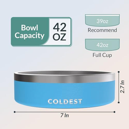 Coldest Dog Bowl - Anti Rust Metal, Non Slip, 3 Layers Insulated Stainless Steel Dog Bowls - Spill Proof & Heavy Duty - Water Bowl for Dogs, Cats & Pets, Dish Washer Safe (42 oz, Celestial Blue) - Image 4