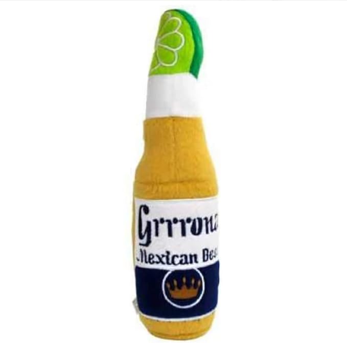 Glow Pups Plush Beer Dog Toy, Squeaky Dog Toy for Interactive Play with Soft Plush Material & Durable Construction, Alcohol Parody, 9 inch, Multicolor