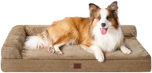 EHEYCIGA XL Dog Bed Memory Foam for Crate, Extra Large Dog Bed Orthopedic with Washable Removable Cover, Waterproof Pet Sofa Couch XLarge Size Dogs, 41x27x6.5, Camel by EHEYCIGA