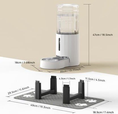 CZPET Gravity Dog Water Bowl Dispenser, Wider Mouth (9.5L+Stand+Mat,White) - Image 3