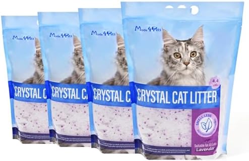 Made4Pets Cat Litter Crystals,Non Clumping Litter 17.2 lbs(4 x 4.3lb Packs) by Made4Pets