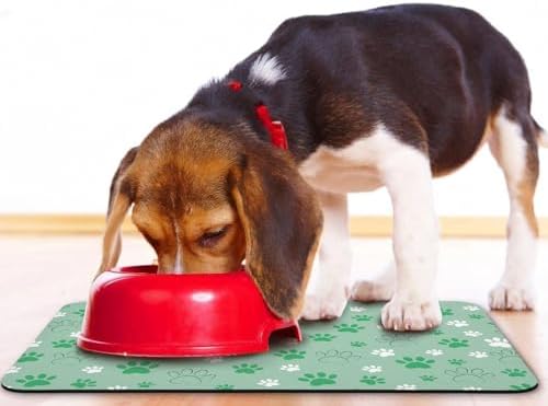 Dog Food Mat, Absorbent Water Bowl Mats Cat Pet Feeding Placemats Green 30 * 17 inch - Image 6