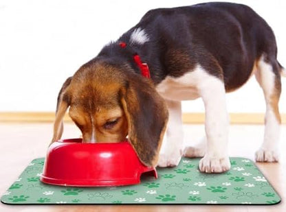 Dog Food Mat, Absorbent Water Bowl Mats Cat Pet Feeding Placemats Green 30 * 17 inch - Image 6