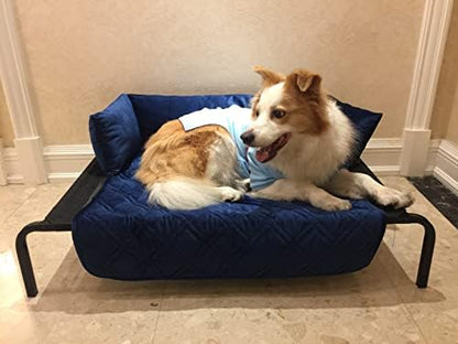 Brilliant Sunshine Dark Blue Velvet Dog Sofa Slipcover, Medium - Image 5