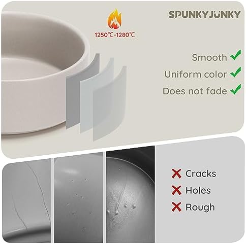 SPUNKYJUNKY 60OZ Ceramic Dog and Cat Bowl, Modern Cute Weighted Food Water Bowl for Replacement Grey (1 Pack) - Image 5