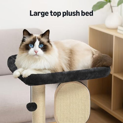 Amazon Basics Single-Platform Cat Tree with Scratching Post and Pad for Indoor Cats, 15.7 x 11.8 x 18.5'', Gray - Image 4