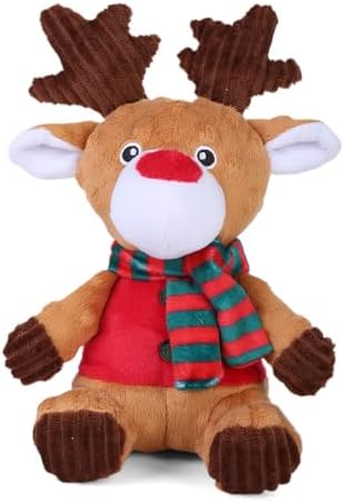 Blnboimrun Christmas Reindeer Plush Dog Toy with Squeaker, Holiday Chew Toys for Puppy Teething, Interactive Stuffed Animal with Crinkle Paper for Small Medium Dogs, Best Gift for Pets - Image 2