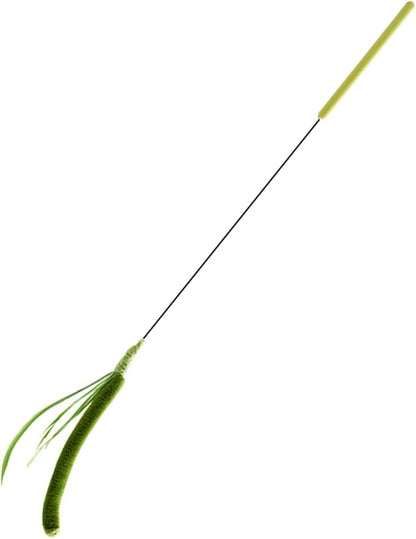 Interactive Cat Teaser Toy Wand with Furry Faux Grass for Indoor Play Grass Teaser Cat Toy Wand Stick