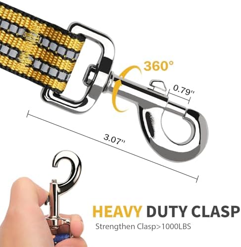 Hikiko 6FT Dog Leash with 2 Padded Handles Reflective,Yellow - Image 3