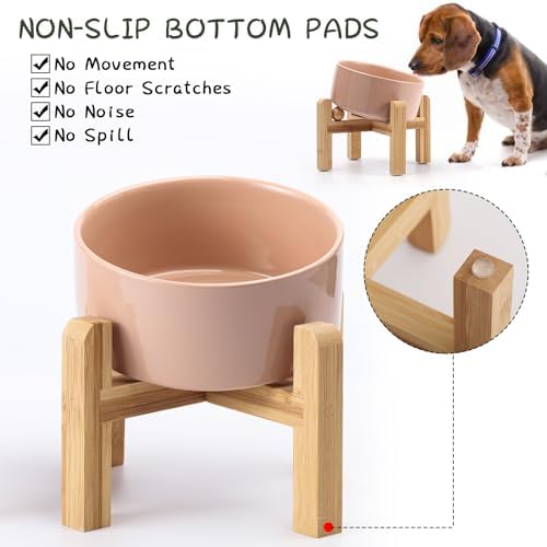 Petygooing Khaki Elevated/Raised 15°Slanted Ceramic Dog Bowl for Small and Medium Breeds, Tilted Anti Slip Pet Feeding Bowl,Food Water Dish with Stand for Cats and Dogs (28 OZ/3.6 Cups) - Image 2