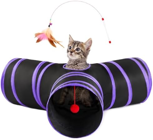 Love's cabin Cat Tunnel for Indoor Cats, 3-Way Collapsible Play Tunnel by Lovescabin
