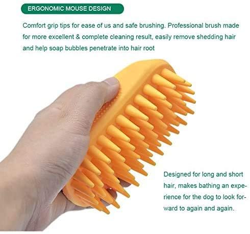 Pet Silicone Shampoo Brush for Long & Short Hair, Pink ( New ), Medium Large Pets Dogs Cats, Silicone Shower Wash Curry Brush, Massage Comb - Image 4