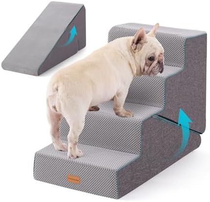 Gardner Pet Dog Stairs for Small Dogs 22" H, Large 2 in 1 Transformable 4-Step Pet Stairs and Dog ramp, Steps for Couch with Durable Non-Slip Waterproof Fabric Cover and Soft Foam, Grey by GardnerPet