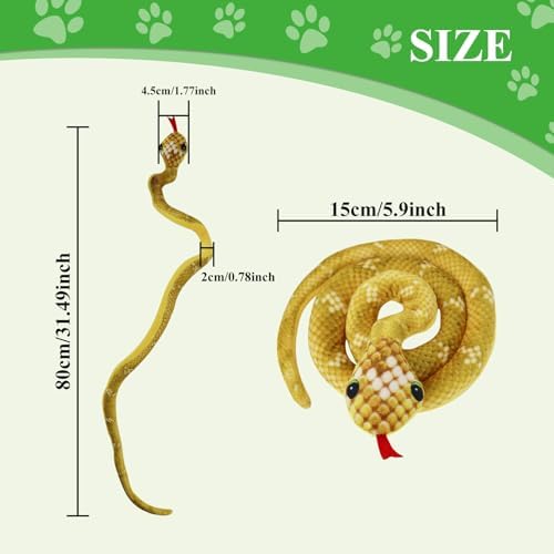 Andiker Cat Catnip Toys for Cats, 31 inches Long Snake Cat Toys with Crinkle Sound for Indoor Cats Interactive Toy, Soft Plush Toy for Kitten Exercising Playing Kitten Chew Toys (Yellow) - Image 2