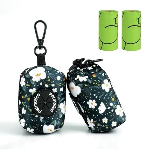 Petmolico Dog Poop Bag Holder Dispenser 2 Pack, Cyan & Flower by Petmolico