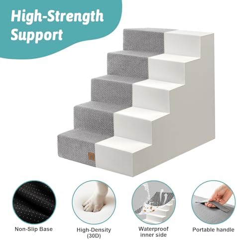 COZY KISS Dog Stairs for Small Dogs, 5 Step Pet Stairs for Beds & Couches - Image 5