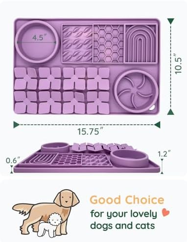 Slow Feeder Bowl, Silicone Lick Mat with Suction Cups for Dog Cat, Snuffle Mat for Pet Smell Training, Puzzle Toys for Bored Puppy, Interactive Sniff Mat for Slow Eating and Keep Busy, Purple - Image 2