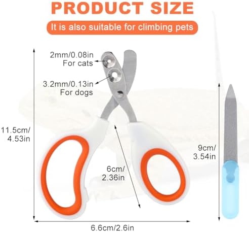 Bearded Dragon Nail Clippers, Stainless Steel Cat Nails Trimmer, Small Animal Nail Clippers for Birds Hamsters Rabbits Chameleon, Bearded Dragon Supplies Professional Claw Trimmers(Orange) - Image 2