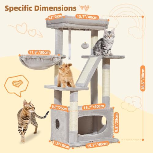 Taoqimiao Cat Tree, 38.5In Cat Tower for Indoor Cats, Suitable for Kittens - Image 2