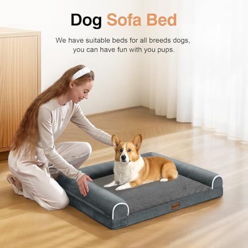 NANUYA Orthopedic Dog Bed for Medium Dogs, 28 x 19 Inch, Dark Grey - Image 3