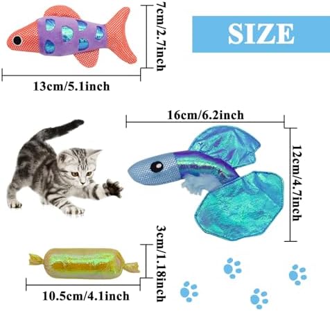 Andiker Cat Catnip Toys,Crinkle Catnip Fish with Rustling Shiny Crinkle Paper and Natural Catnip,Cat Interactive Toys for Indoor Cats for Promoting Digestion and Adjusting Emotion (Blue Fish) - Image 2