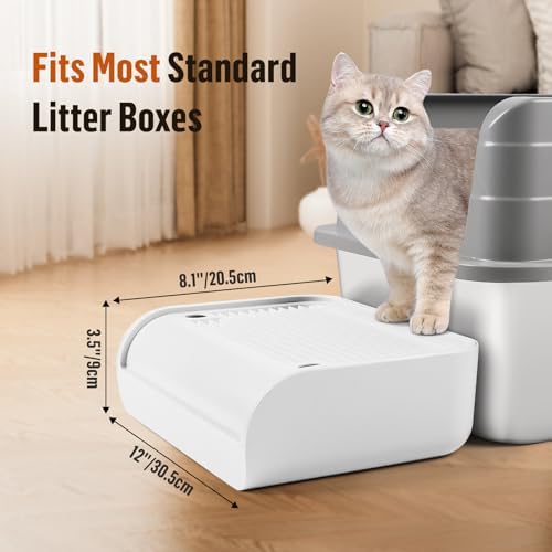 Cat Step for Litter Box, Litter Box Ramp with Filter Function, White - Image 2