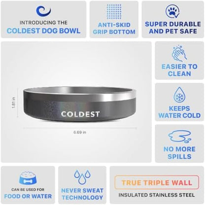 Coldest Dog Bowl - Anti Rust Metal, Non Slip, 3 Layers Insulated Stainless Steel Dog Bowls - Spill Proof & Heavy Duty - Water Bowl for Dogs, Cats & Pets, Dish Washer Safe (21 oz, Stardust Glitter) - Image 5