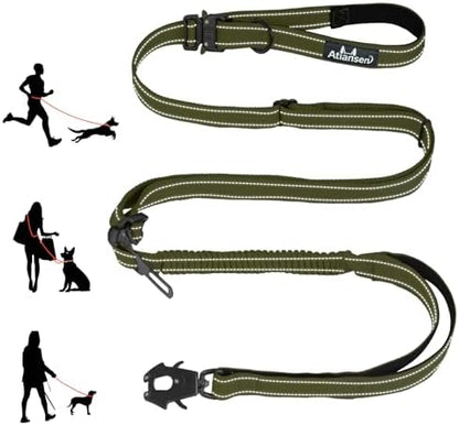 9.7FT Detachable Hand-Free Heavy Duty Tactical Dog Leash, Green by Atiansen
