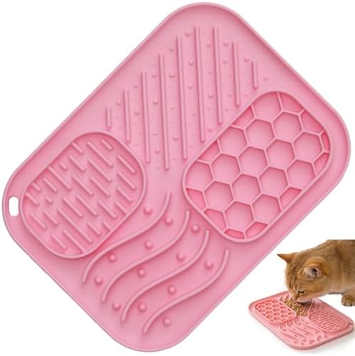 Lick Mat for Cat & Puppy, Premium Silicone Slow‑Feeder Bowl, BPA‑Free, Food‑Grade, Suction‑Cup Design for Dry & Wet Food – Anxiety & Boredom Relief, Dishwasher & Freezer Safe, Pink by Unknown