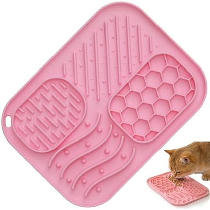 Lick Mat for Cat & Puppy, Premium Silicone Slow‑Feeder Bowl, BPA‑Free, Food‑Grade, Suction‑Cup Design for Dry & Wet Food – Anxiety & Boredom Relief, Dishwasher & Freezer Safe, Pink by Unknown