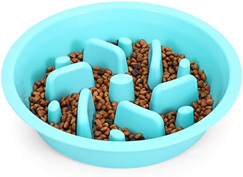 JASGOOD Slow Feeding Dog Bowl for Raised Pet Feeders Blue Maze Food Water Bowl Compatible with Elevated Diners(Blue,Fit Opening Fit Opening 7.5"-8") by JASGOOD