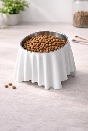 Elevated Cat Food Bowl, Raised Cat Bowls by 304 Stainless Steel,Stylish 3D-Printed Cat Feeding Bowl,12oz Cat Dishes for Cats & Puppies by RooXchowla