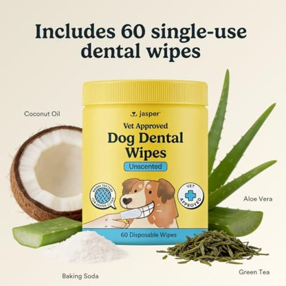 Jasper Dog Dental Wipes, Finger Tooth Wipes for Dogs, Unscented 60-Count - Image 5