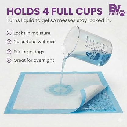 BV Puppy Pads XL 40 Count 34"x28" - Leak-Proof Pee Pads for Dogs with 6-Layer Design, Rapid Dry Sheet & Attractant - Dog Pad Extra Large with Odor Control - Perfect for Big Dogs & Indoor Use - Image 4