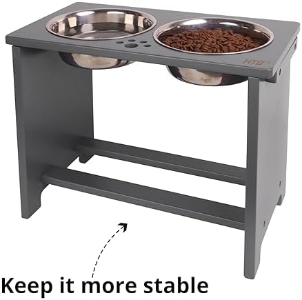 HTB Elevated Dog Bowl Stand with 2 Stainless Steel Bowls-14 H X-Large Grey - Image 4