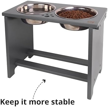 HTB Elevated Dog Bowl Stand with 2 Stainless Steel Bowls-14 H X-Large Grey - Image 4