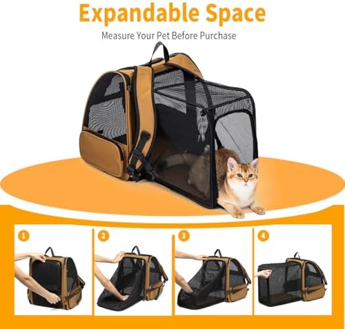 Cat Backpack，Expandable Cat Carrier Backpack, Dog Backpack Carrier and Pet Carrier Backpack, Suitable for Cats, Dogs Kitten or Small Dogs, Travel Friendly Puppy Cats Bag (Brown) - Image 5