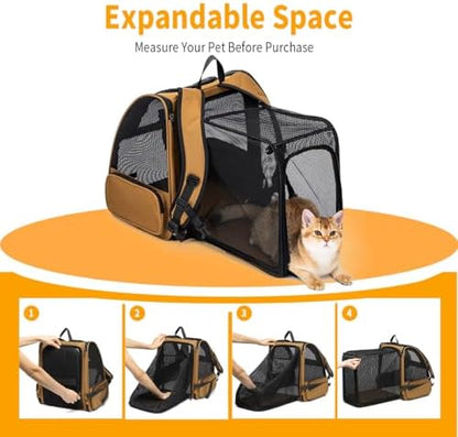 Cat Backpack，Expandable Cat Carrier Backpack, Dog Backpack Carrier and Pet Carrier Backpack, Suitable for Cats, Dogs Kitten or Small Dogs, Travel Friendly Puppy Cats Bag (Brown) - Image 5