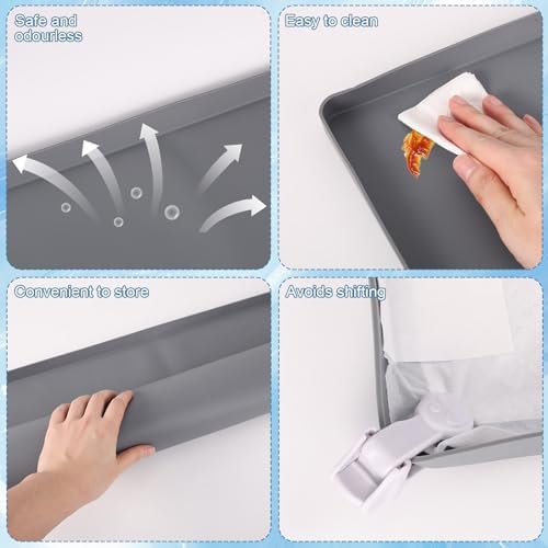 Penitue Silicone Dog Pee Pad Holder Fits Up to 24x24 Inch Pee Pads, Leak-Proof Raised Edges Puppy Potty Tray with 4 Fixing Clips Square Non-Slip Dog Pet Potty Training Mat for Floor Protection (Grey) - Image 4