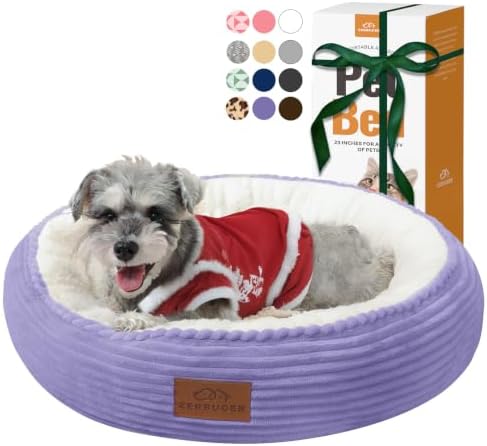 Zerbuger 23in Violet Round Dog Bed Sofa for Dogs Cats, Machine Washable by Zerbuger